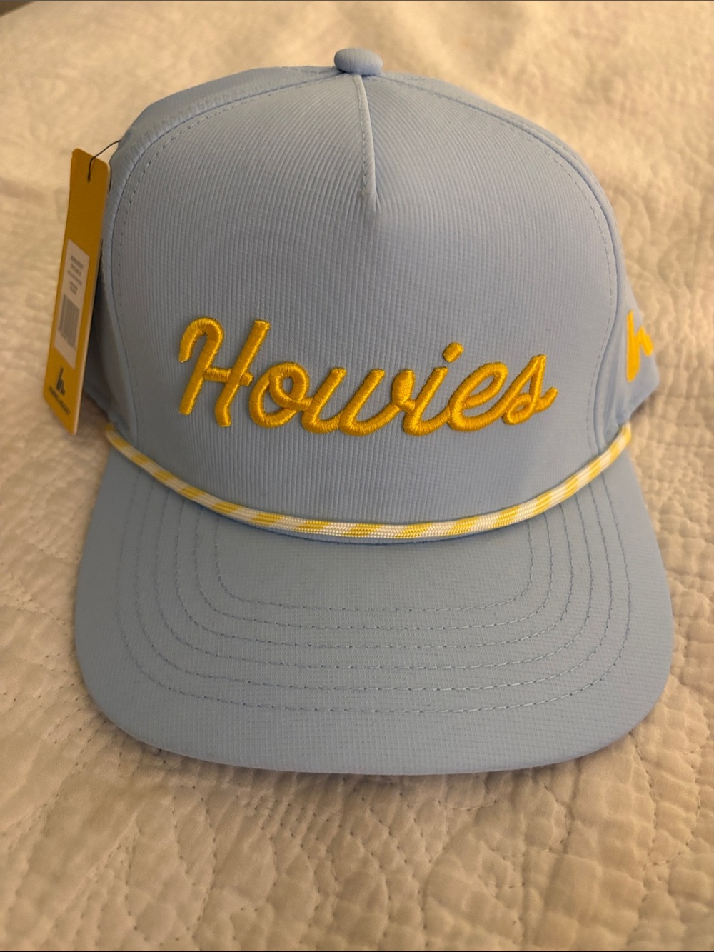 Howies Hockey Light Blue Snapback Hat with Yellow Script